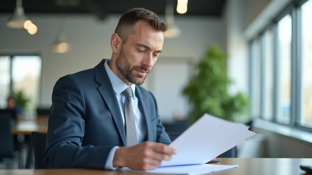 Person reviewing investment statement and long-term savings plan at desk with charts